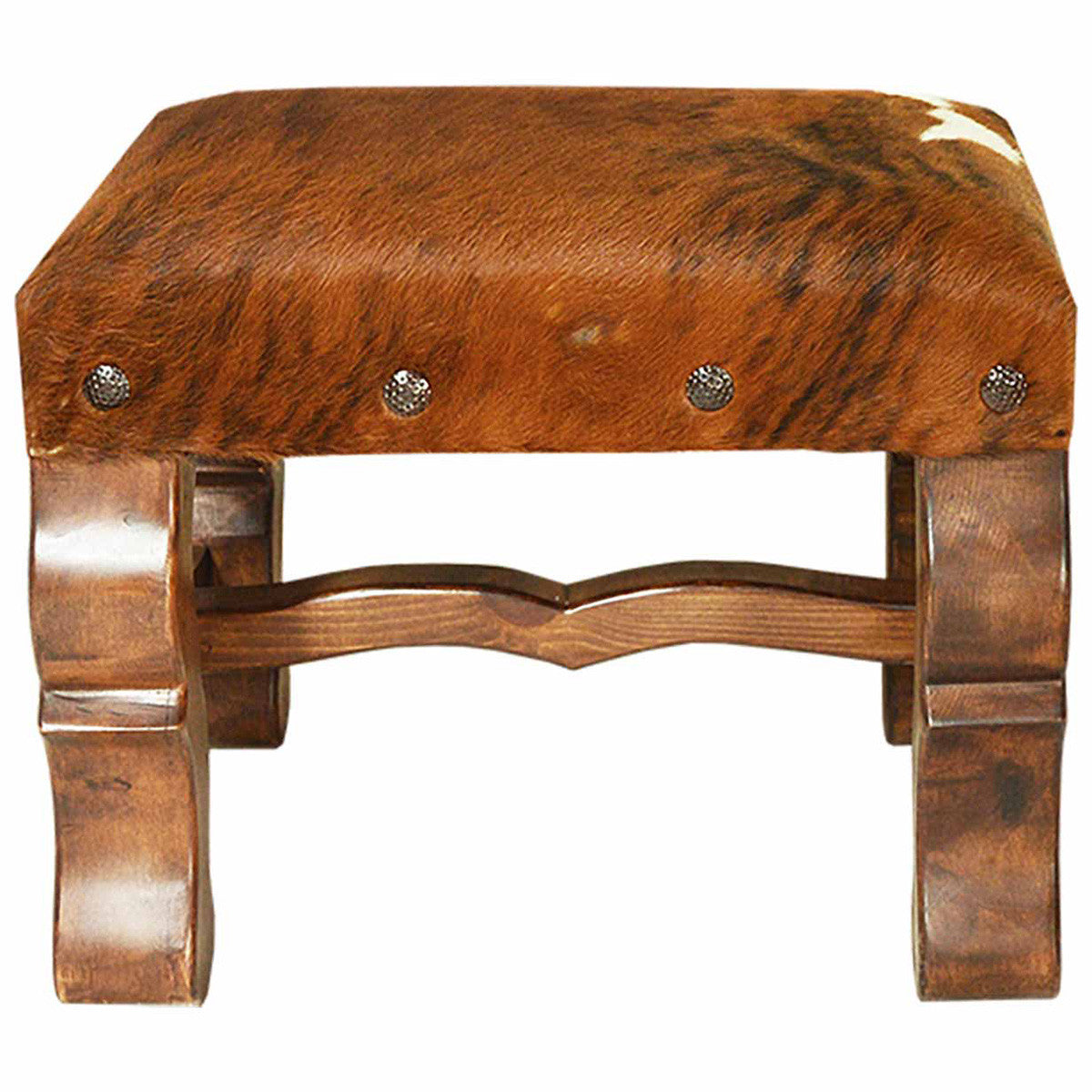 Herdsman Solid Wood & Cowhide Footstool