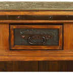 Drake Solid Wood Console with Tooled Leather Detail