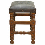 Wilmington Solid Wood Barstool with Tooled Leather Seat