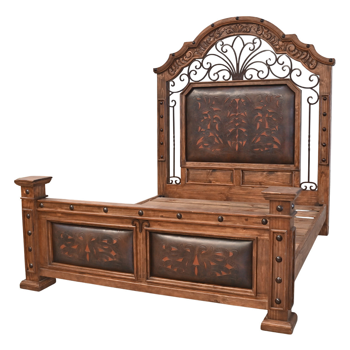 Monterrey Tooled Leather & Scrollwork Beds