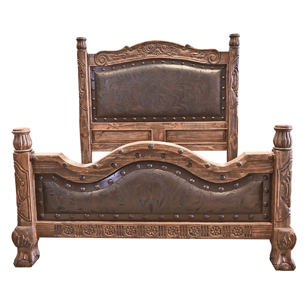 Guadalajara Carved Wood & Leather Beds