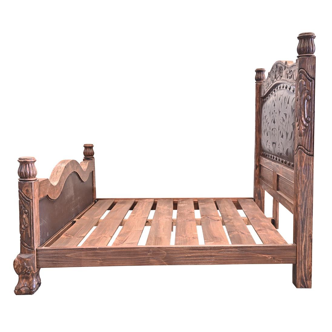 Guadalajara Carved Wood & Leather Beds