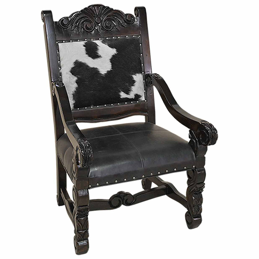 Del Rio Cowhide & Leather Upholstered Dining Chair with Arms