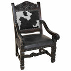 Del Rio Cowhide & Leather Upholstered Dining Chair with Arms