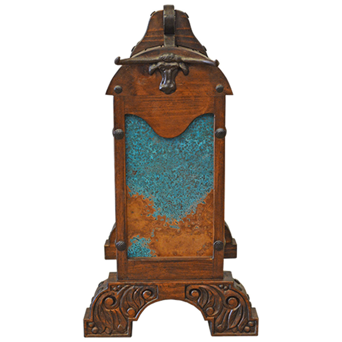 Natchez Wood & Copper Saddle Stand - Turquoise Finish