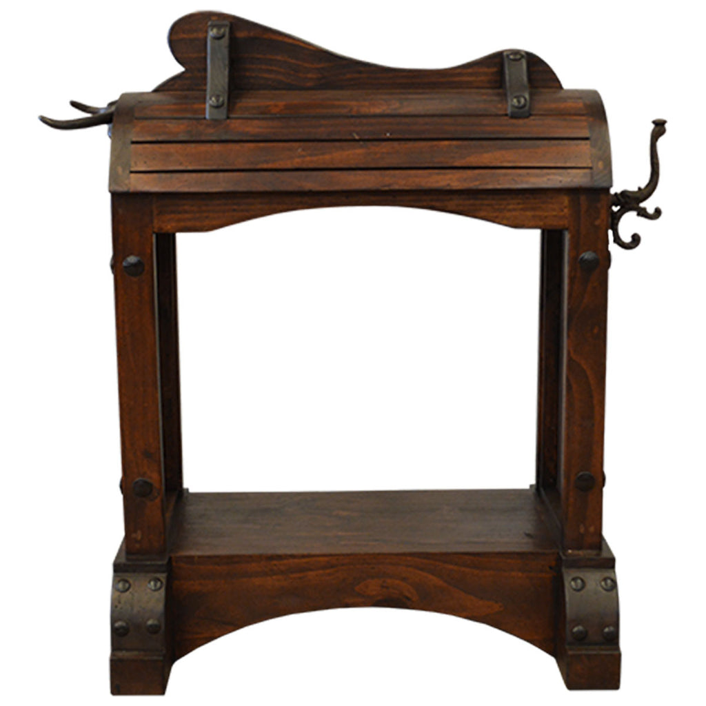 Natchez Wood & Copper Saddle Stand - Turquoise Finish