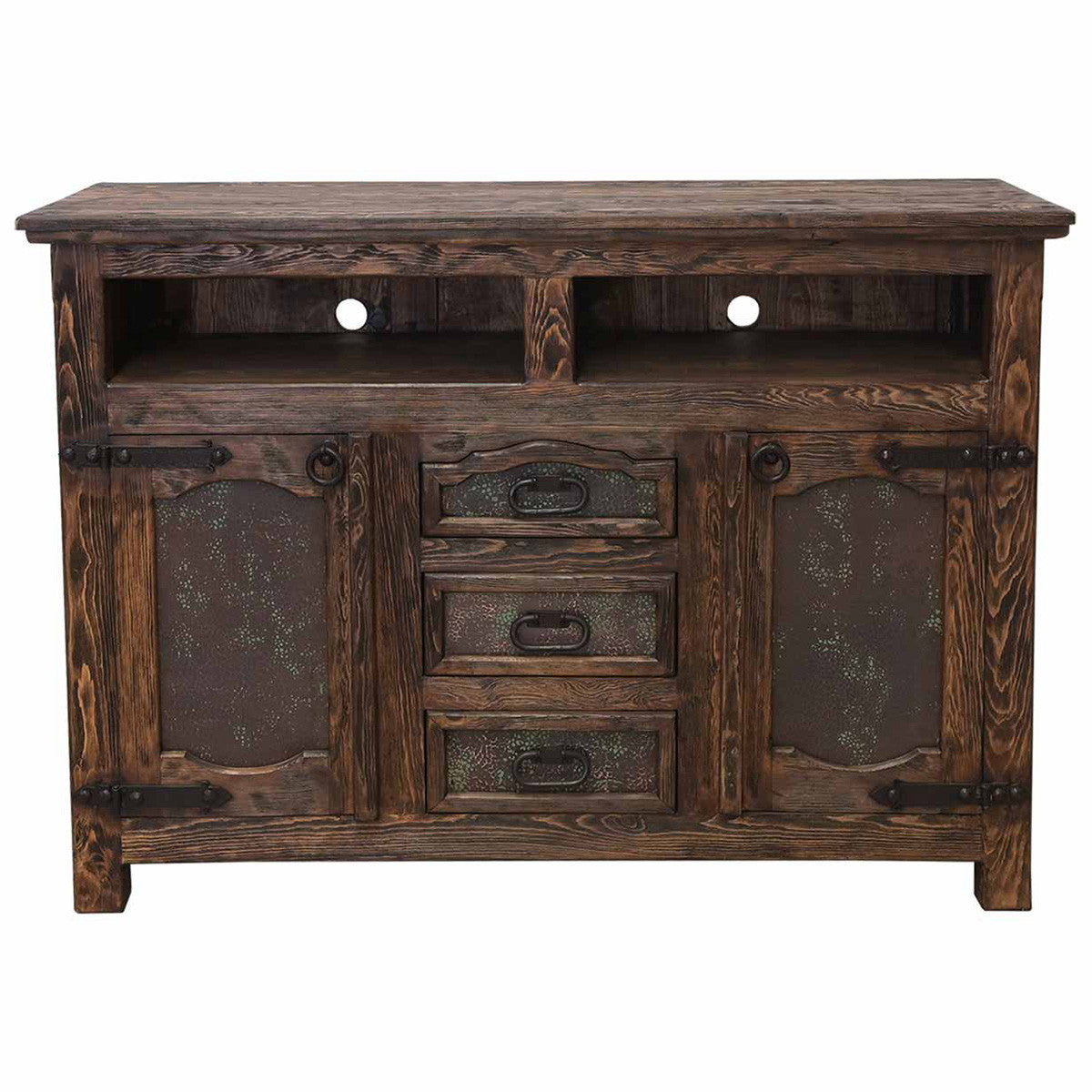 Sherwood Solid Wood TV Dresser with Copper Panels
