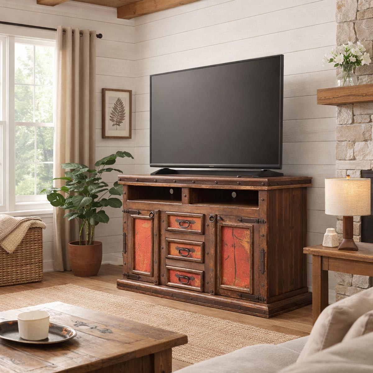 Natural Patina Copper TV Console