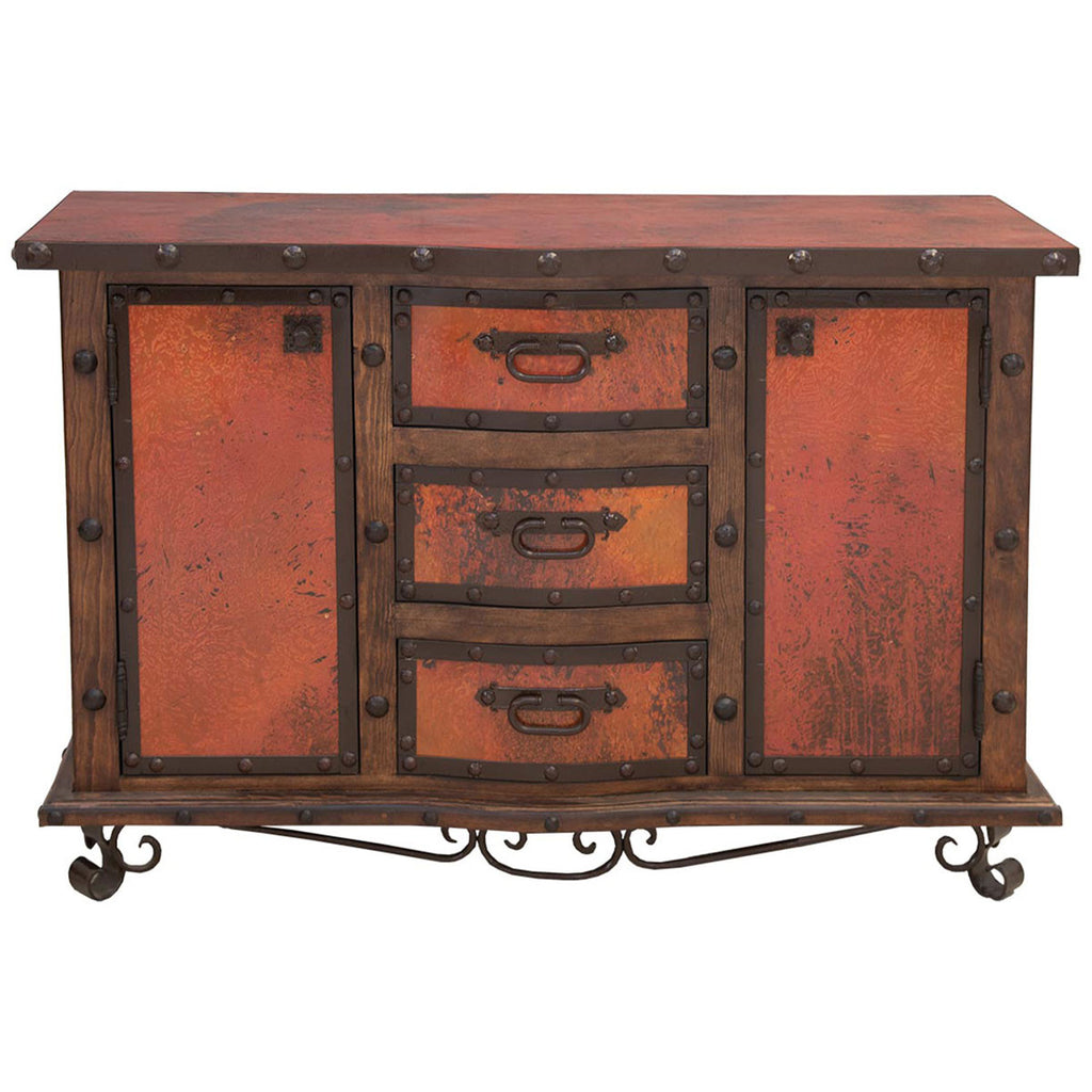 Sunfire Carved Wood & Copper Buffet
