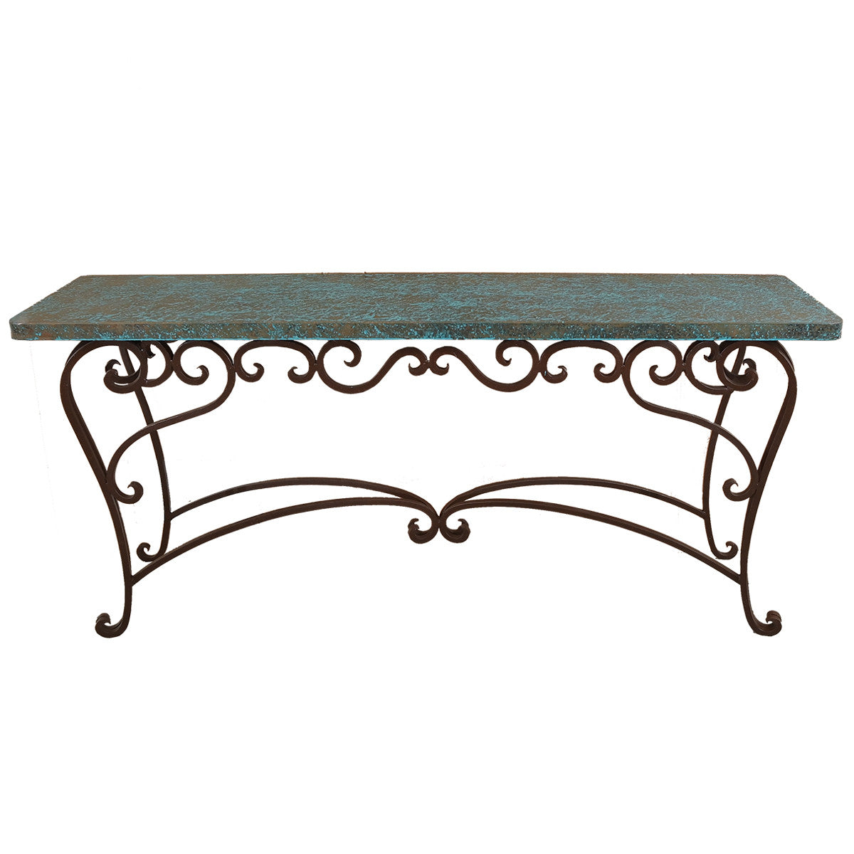 Long Rustic Turquoise Sofa Table