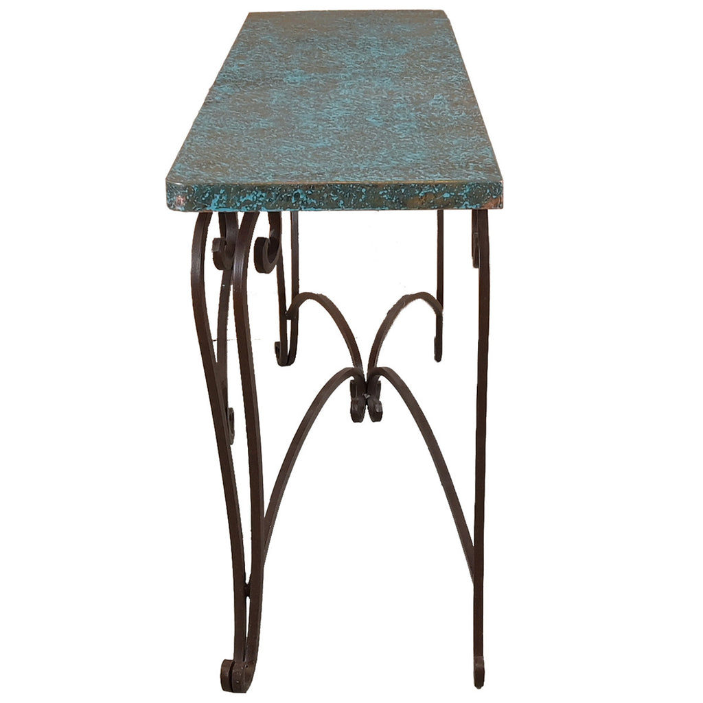 Long Rustic Turquoise Sofa Table