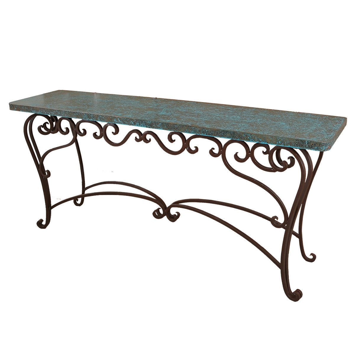 Long Rustic Turquoise Sofa Table