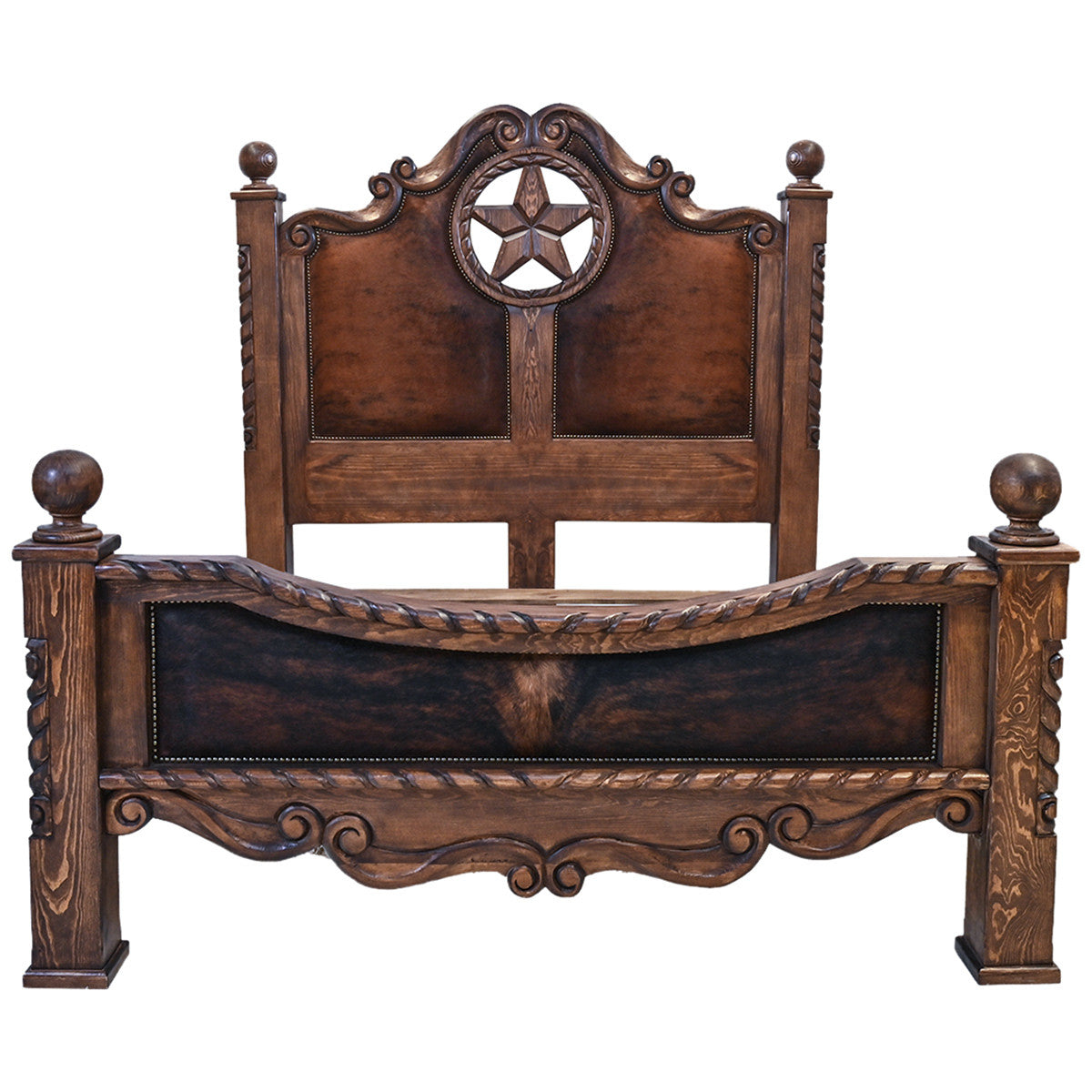 Texas Star Cowhide Bed - Queen