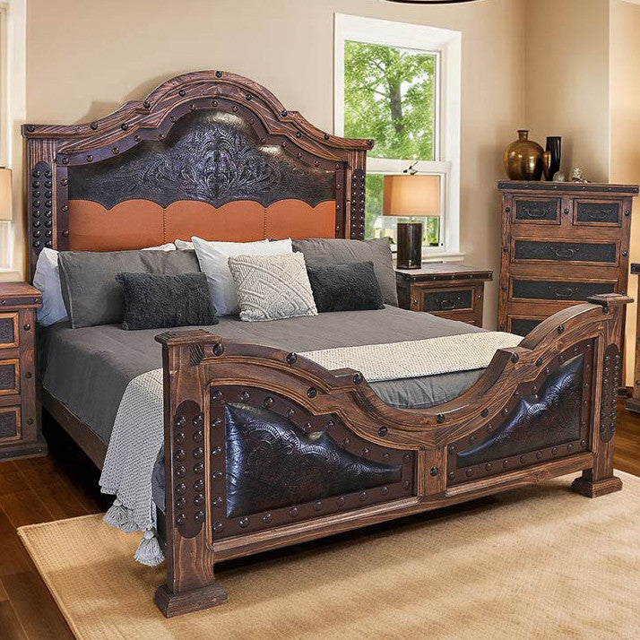 Kensington Tooled Leather Bed - Queen