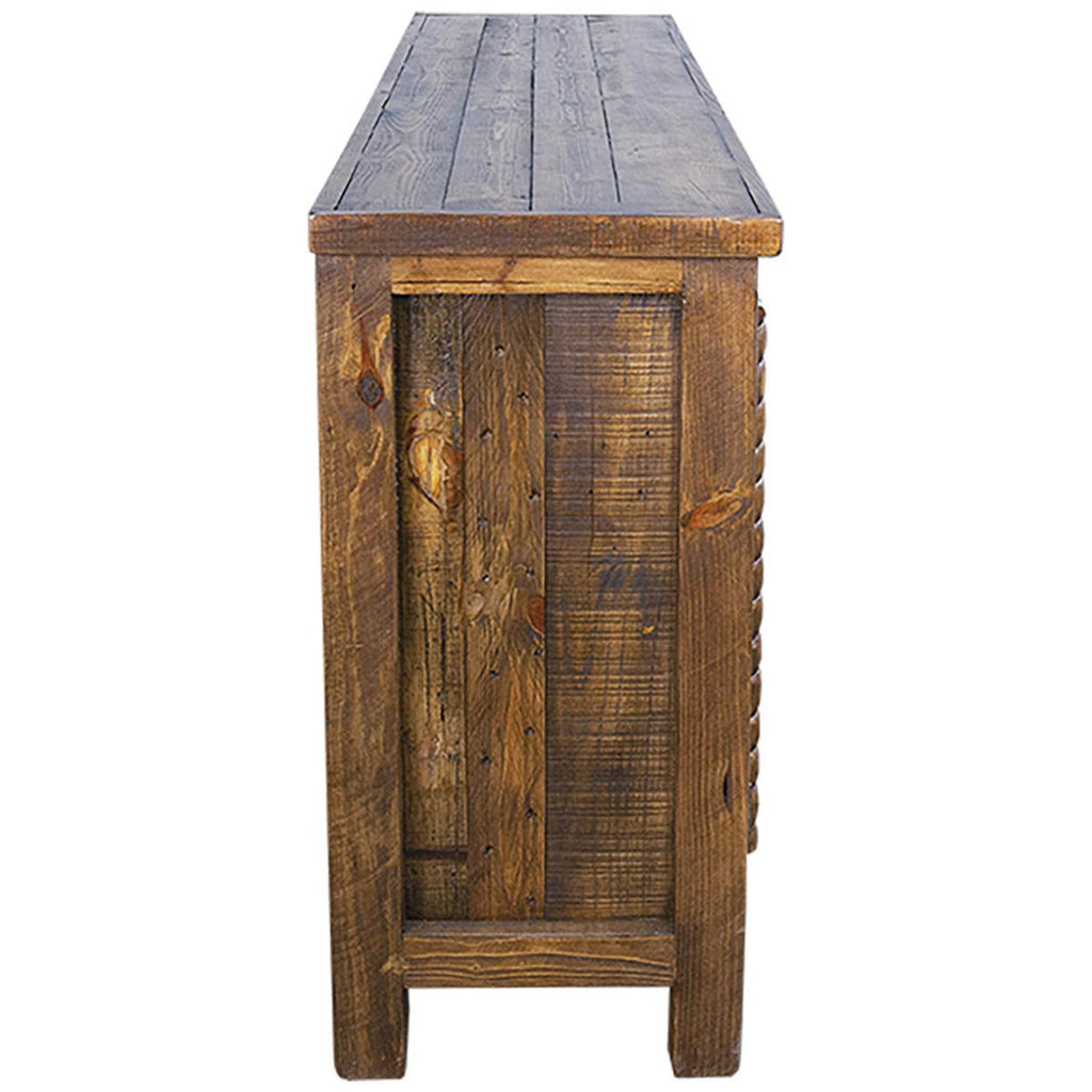 Brandon Hand Carved Sideboard with Wine Rack - Turquoise