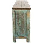 Brandon Hand Carved Sideboard with Wine Rack - Multicolor