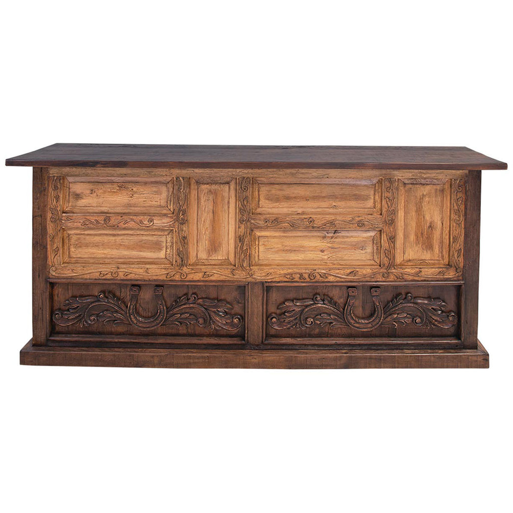 Bar with Hand Carved Horseshoe Accents