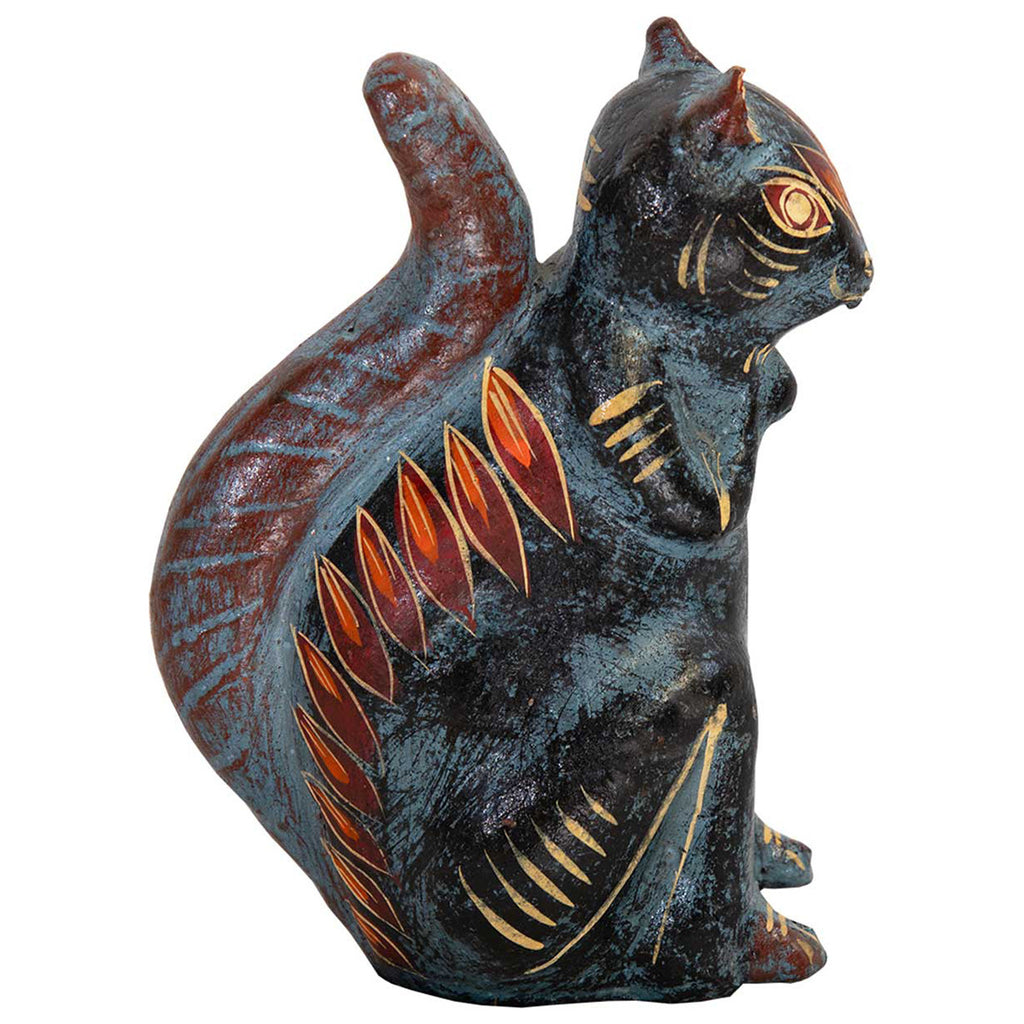 Midnight Fiesta Clay Squirrel Sculpture
