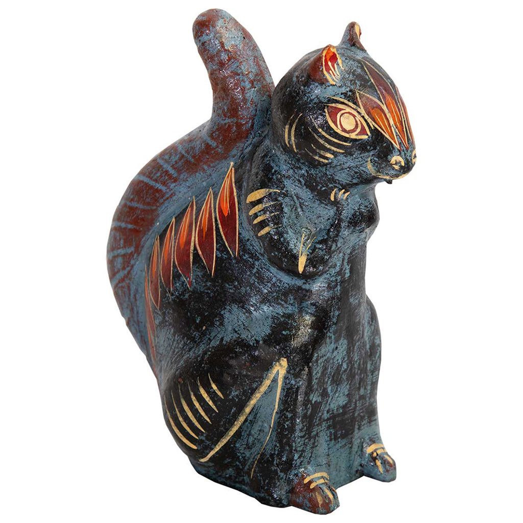 Midnight Fiesta Clay Squirrel Sculpture