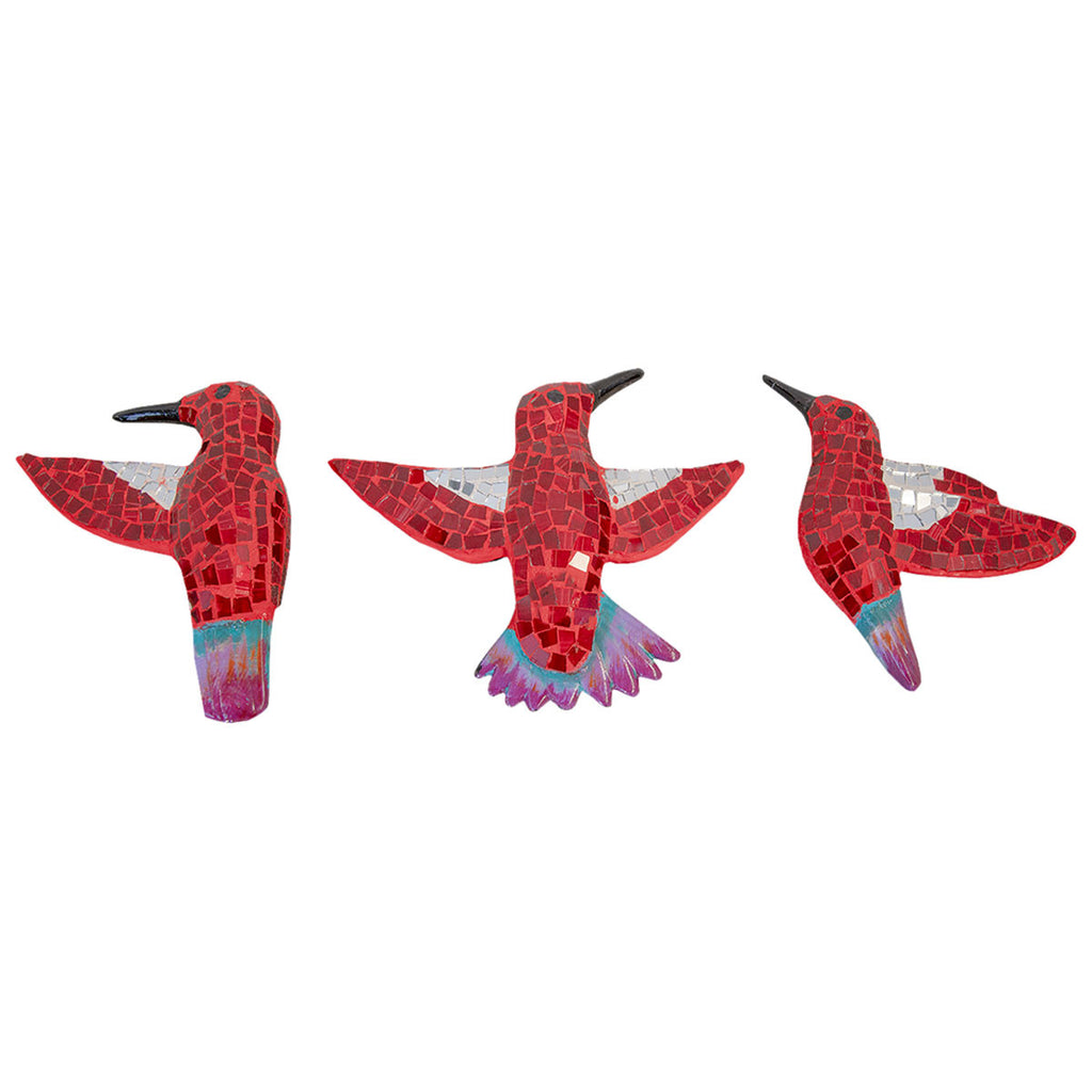 Mosaic Hummingbirds Red - Set of 3
