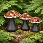 Mosaic Glass & Clay Mushrooms - Set of 3