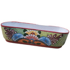 Blue Flower Oval Planter