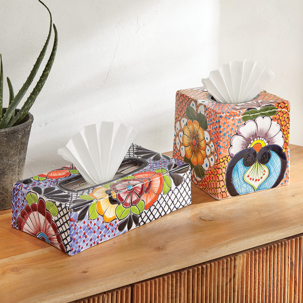 Canyon Glow Talavera Tissue Box Cover - Rectangle - OVERSTOCK