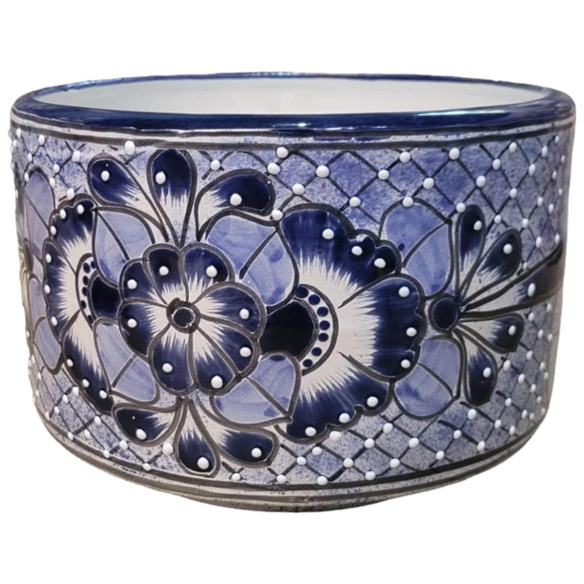 Blue Flower Wheel Planter
