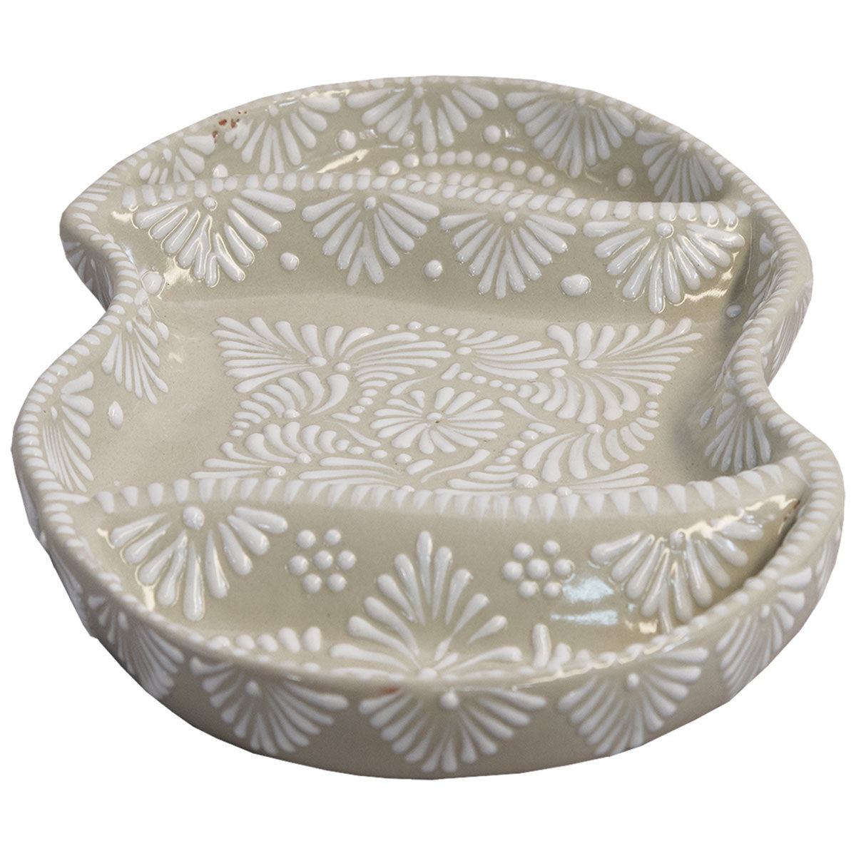Pascoe Talavera Appetizer Plate - Sand & White