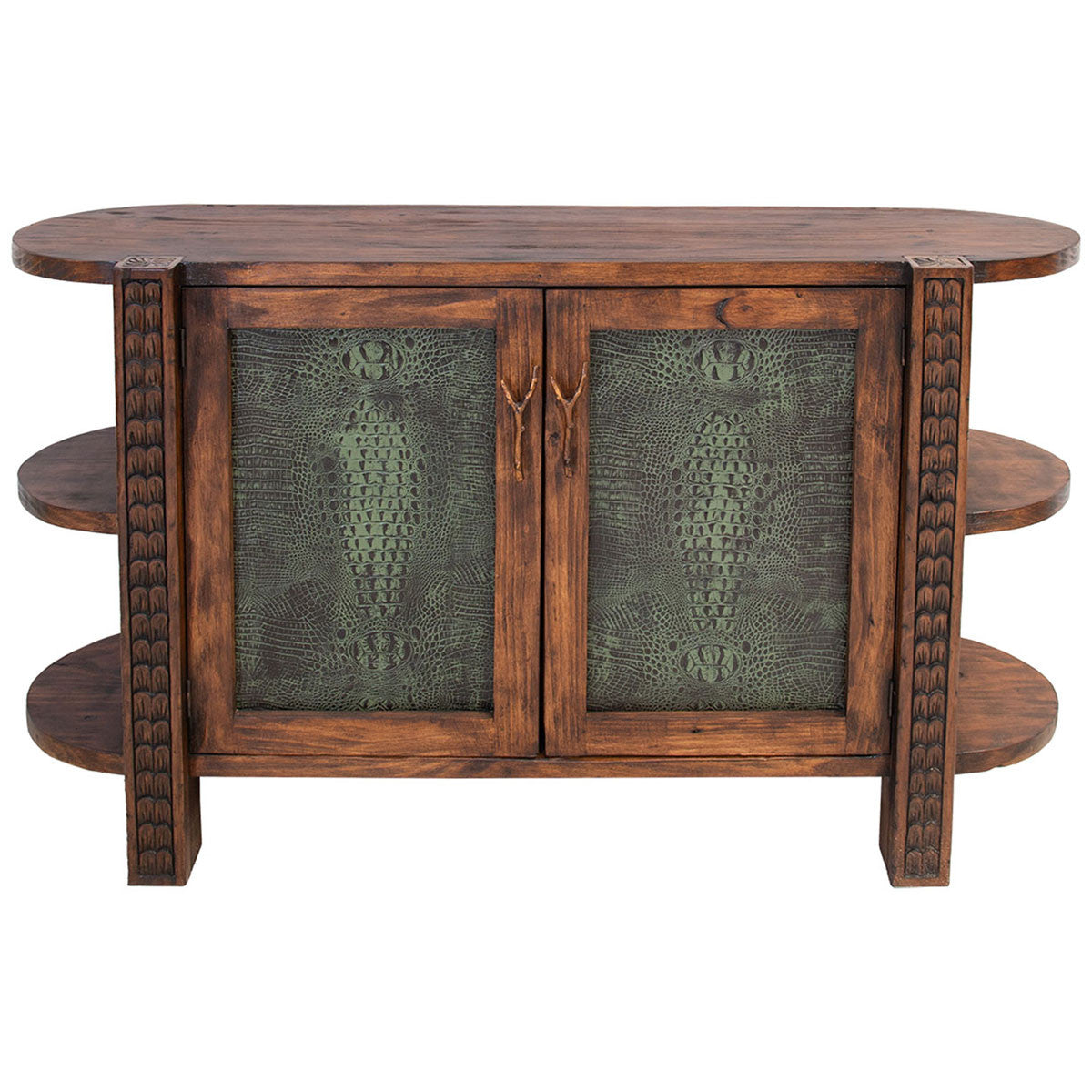 Trapper Wood Buffet with Embossed Leather Panels