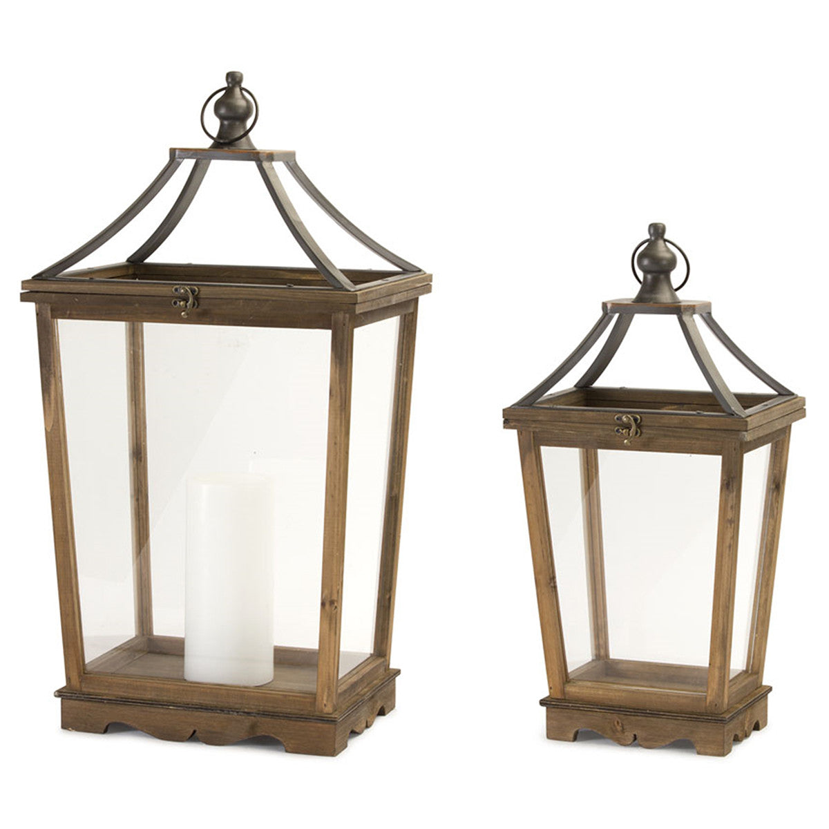 Galveston Wood Lanterns - Set of 2