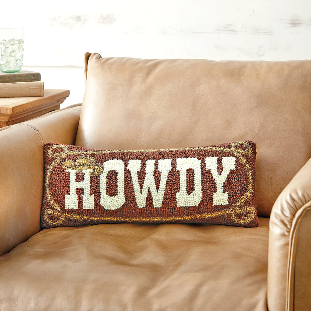 Cowboy Greetings Hooked Pillow