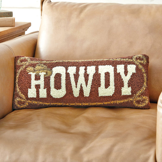 Cowboy Greetings Hooked Pillow