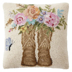 Boots & Blooms Hooked Pillow