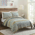 Diamond Mirage Blue Quilt Set - King