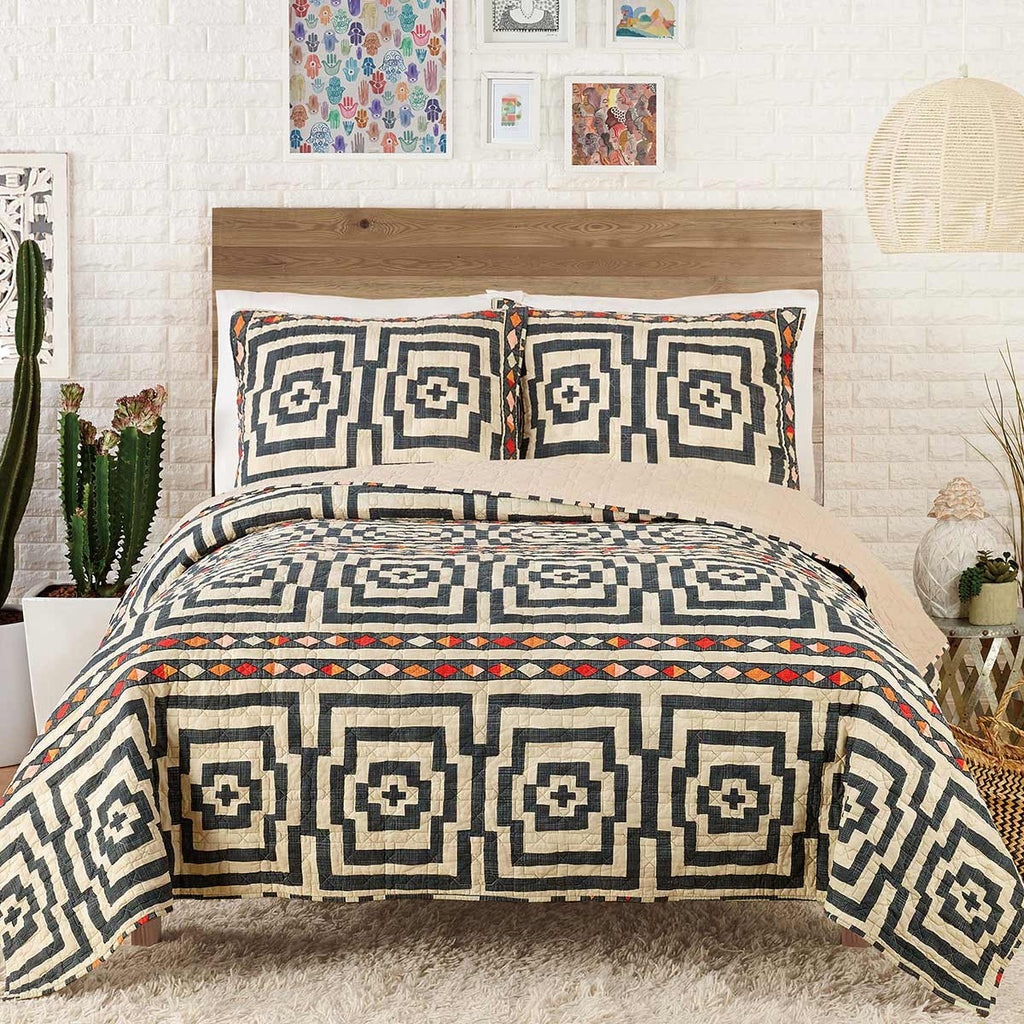 Diamond Mirage Black Quilt Set - King