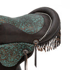 Canyon Ranch Tooled Leather Saddle Barstool - Turquoise