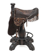 Canyon Ranch Tooled Leather Saddle Barstool - Burnt Brown
