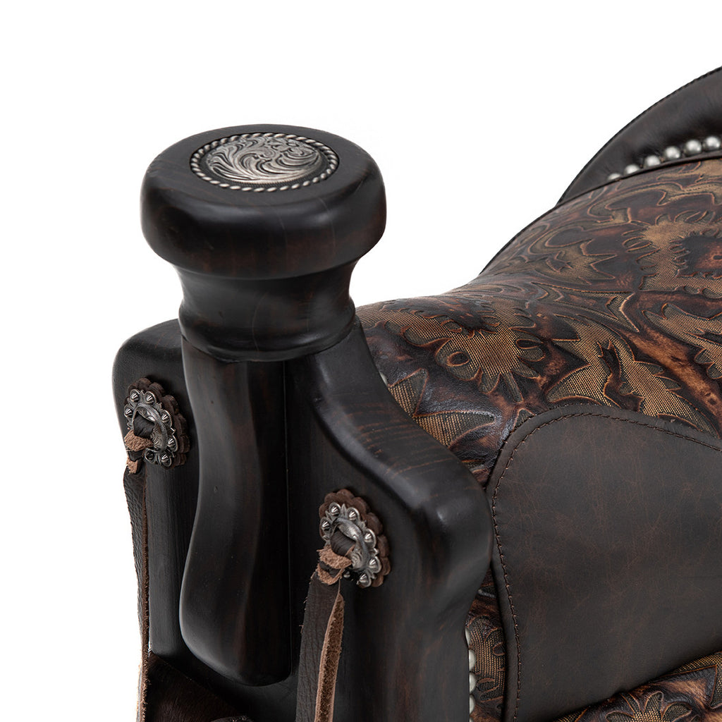 Canyon Ranch Tooled Leather Saddle Barstool - Burnt Brown