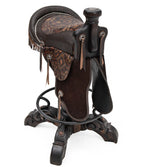 Canyon Ranch Tooled Leather Saddle Barstool - Burnt Brown
