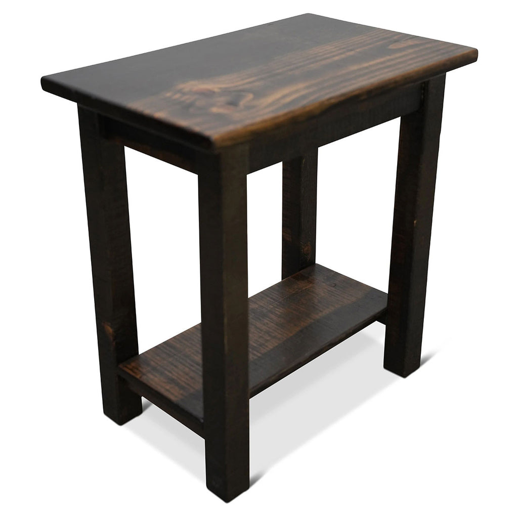Denton Rough Sawn Live Edge End Table with Shelf