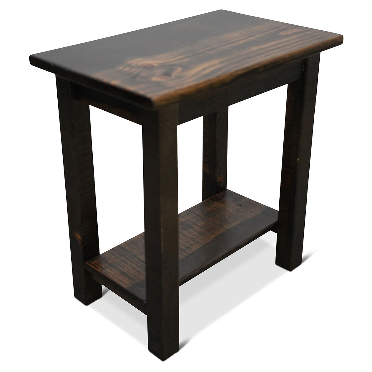 Denton Rough Sawn Live Edge End Table with Shelf