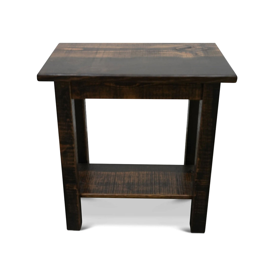 Denton Rough Sawn Live Edge End Table with Shelf