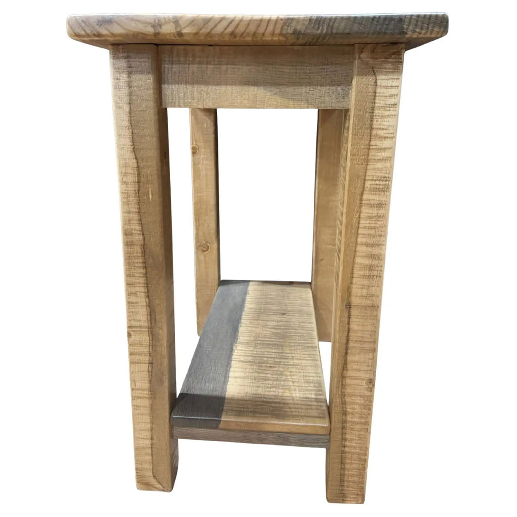 Denton Rough Sawn Live Edge End Table with Shelf