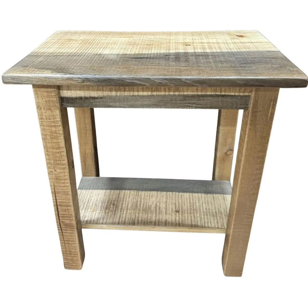 Denton Rough Sawn Live Edge End Table with Shelf