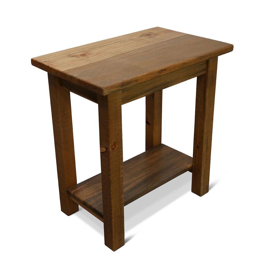 Denton Rough Sawn Live Edge End Table with Shelf