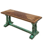 Turquoise Creek Tooled Leather Bench