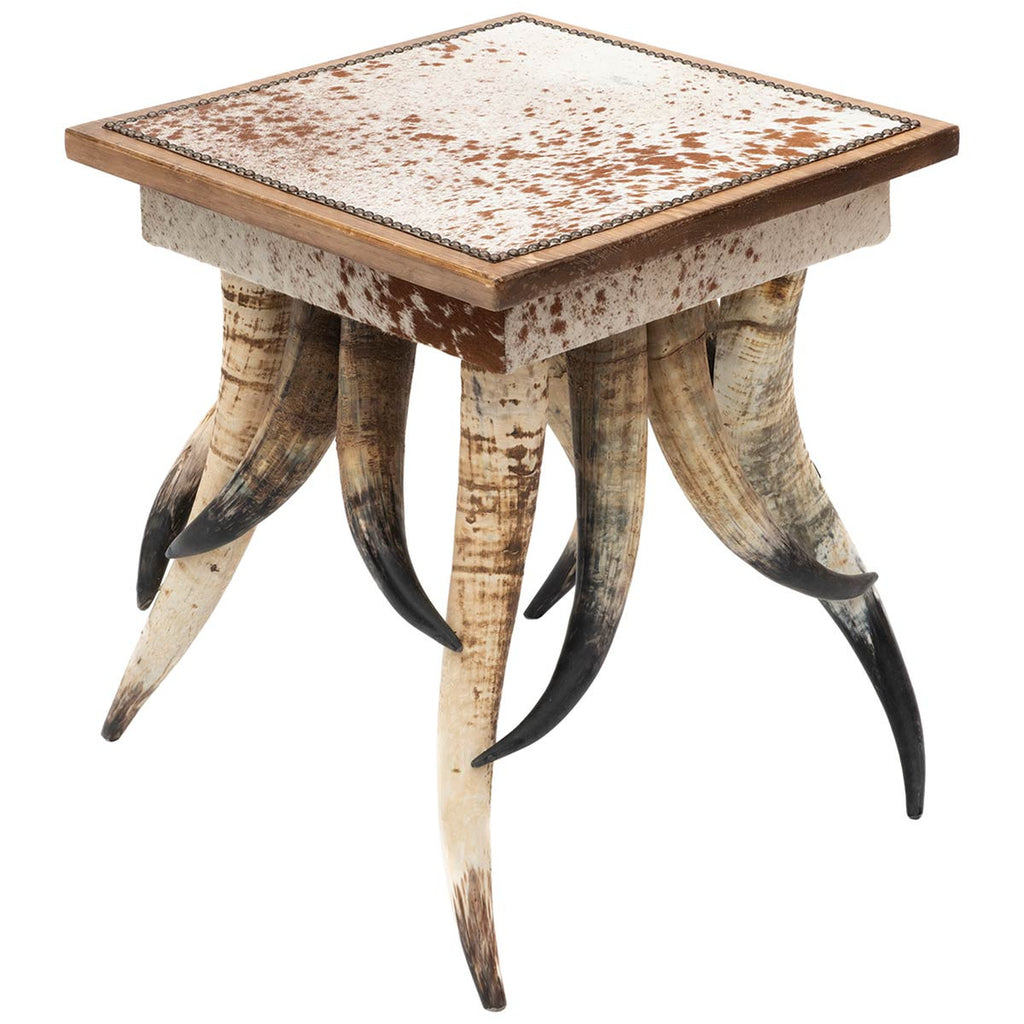 Laredo Cowhide & Horn End Table