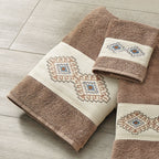 Southwest Diamond Latte Embroidered Bath Towel