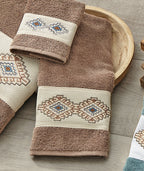 Southwest Diamond Latte Embroidered Hand Towel